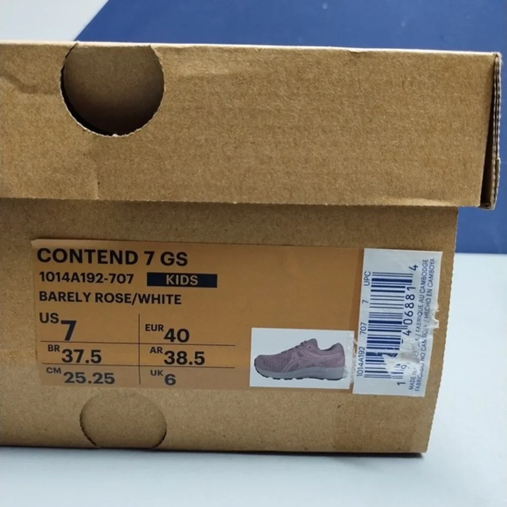 ASICS Contend‎ 7 GS Running Sneakers Kids US 7 Pink White Athletic 1014A192-707